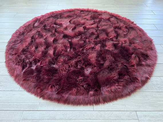 Round Faux Sheepskin Rug: Soft Plush Rug, Multiple Colors