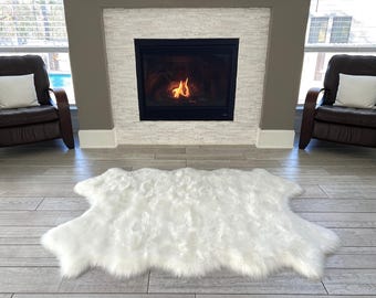 White Faux Sheepskin Rug: Shaggy Plush Area Rug