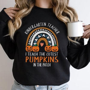 Halloween Kindergarten Teacher Sweatshirt, Halloween Sweatshirt, Kindergarten Sweatshirt, Halloween Teacher Sweatshirt