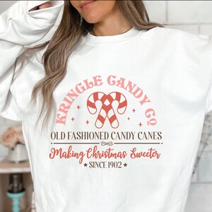Kringle Candy Co Sweatshirt, Candy Cane, Christmas Sweets Sweatshirt, Making Christmas Sweet Sweatshirt