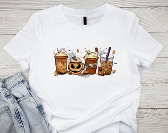 Nightmare Coffee shirt, Halloween Coffee Latte shirt, Pumpkin Coffee T- Shirt