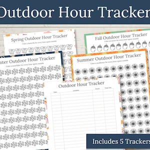 Outdoor Hour Tracker | Outdoor Time Tracker | Outdoor Tracker | 1000 Hours Outside | Outdoor Kids | Outdoor Hour Challenge | Seasonal