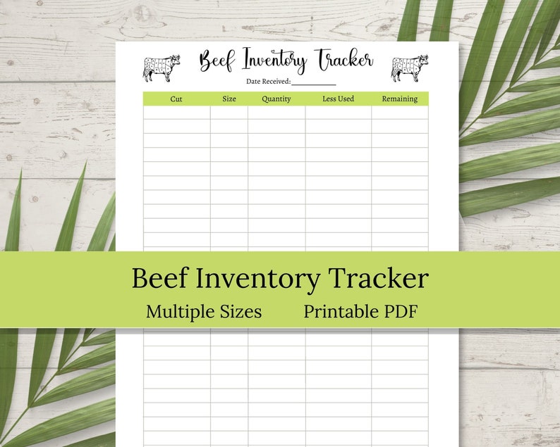 Beef Inventory Tracker | Kitchen Inventory Printable | Freezer ...