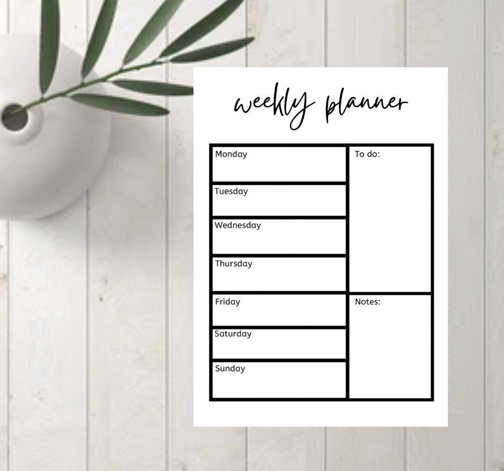 Simple Printable Weekly Planner Template Minimalist Digital | Etsy