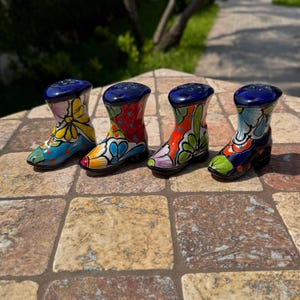 Talavera boot salt and pepper shaker | Handmade in Mexico | Kitchen and table decor