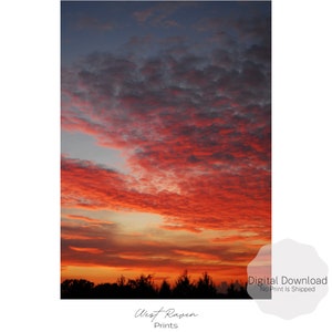 Sunset Wall Art Print, Orange & Pink Sunset Print, Printable Art, Digital Download
