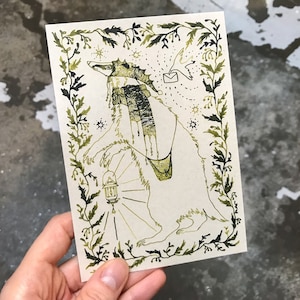 Badger Christmas Card | Winter-themed Greeting Holiday Card | Illustrated A6 Art Postcard | Printed on recycled paper