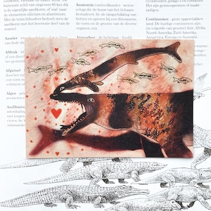 Mosasaurier & Baby // Illustrierte Postkarte // A6 Kunstdruck // Gedruckt auf Recyclingpapier