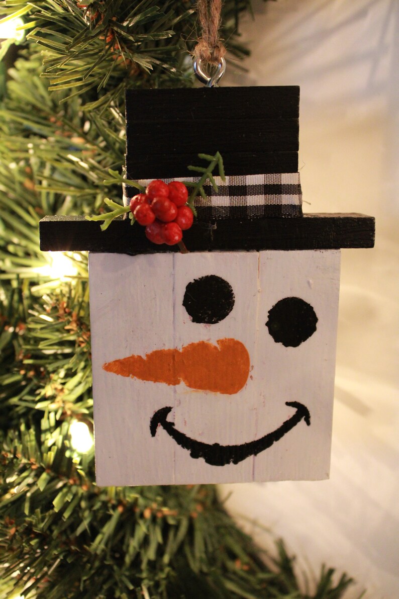Snowman Jenga Block Ornament - Etsy