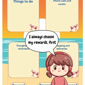 Planificador diario con temática de vacaciones, relajante, divertido y fácil de usar.
