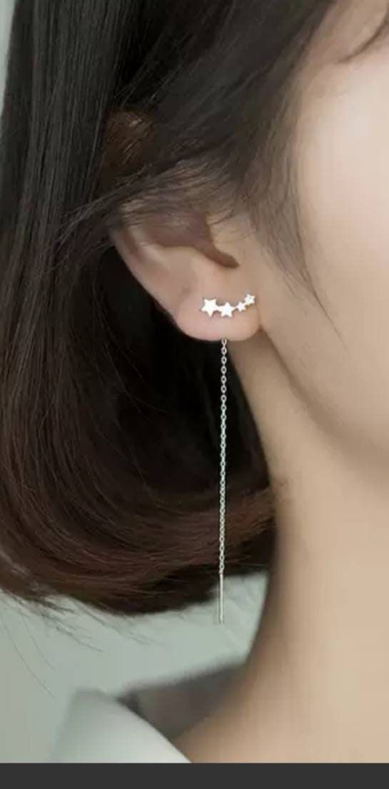 Geometric Jewelry CZ Stud Earrings Mini Stud Birthday,Sisters,Friend Gift Curved Bar Stud For Women Sterling Silver Star Stud Earrings