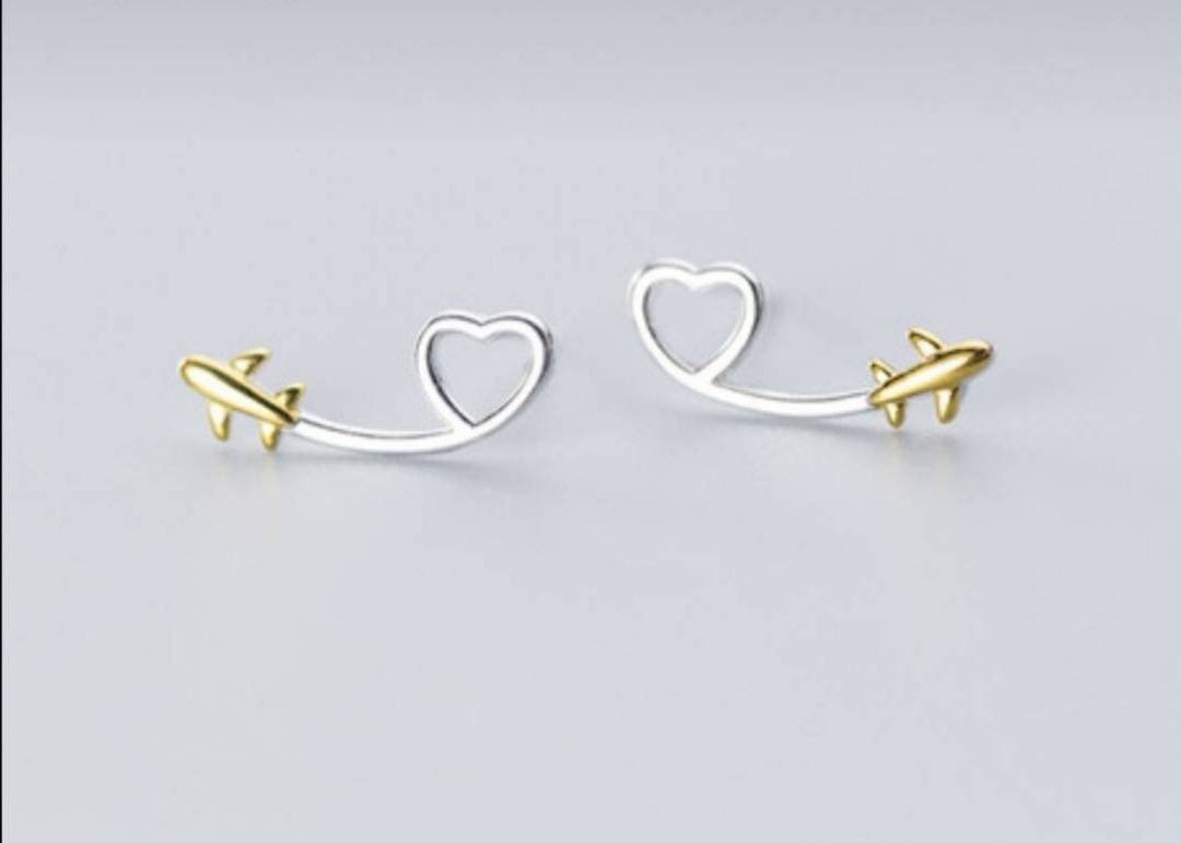 Sterling Silver Airplane Stud Earrings, Plane Jewelry, Airplane Post