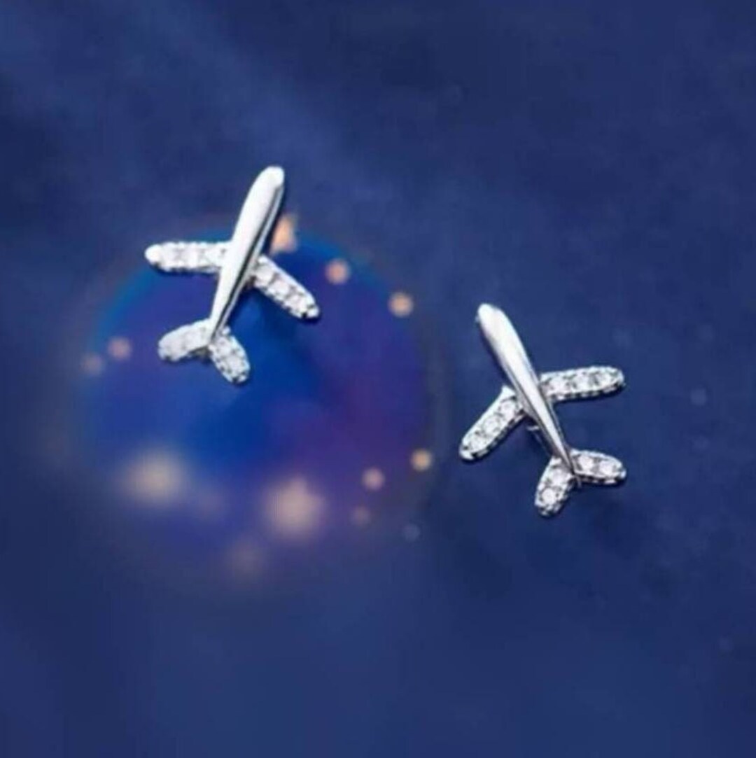 Sterling Silver Airplane Stud Earrings, Plane Jewelry, Airplane Post