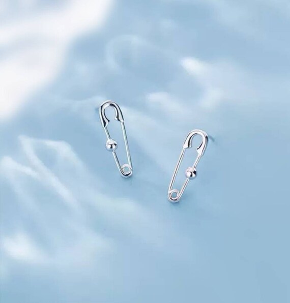 Sterling Silver Safety Pin Stud Earrings Safety Pin Jewelry Etsy