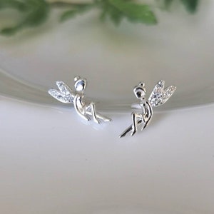 Sterling Silver Fairy Studs, Tiny Fairy Tinkerbell Stud Earrings, Fairy Jewellery, Gift For Her, Best Friend, Sister Gift, Birthday Gift