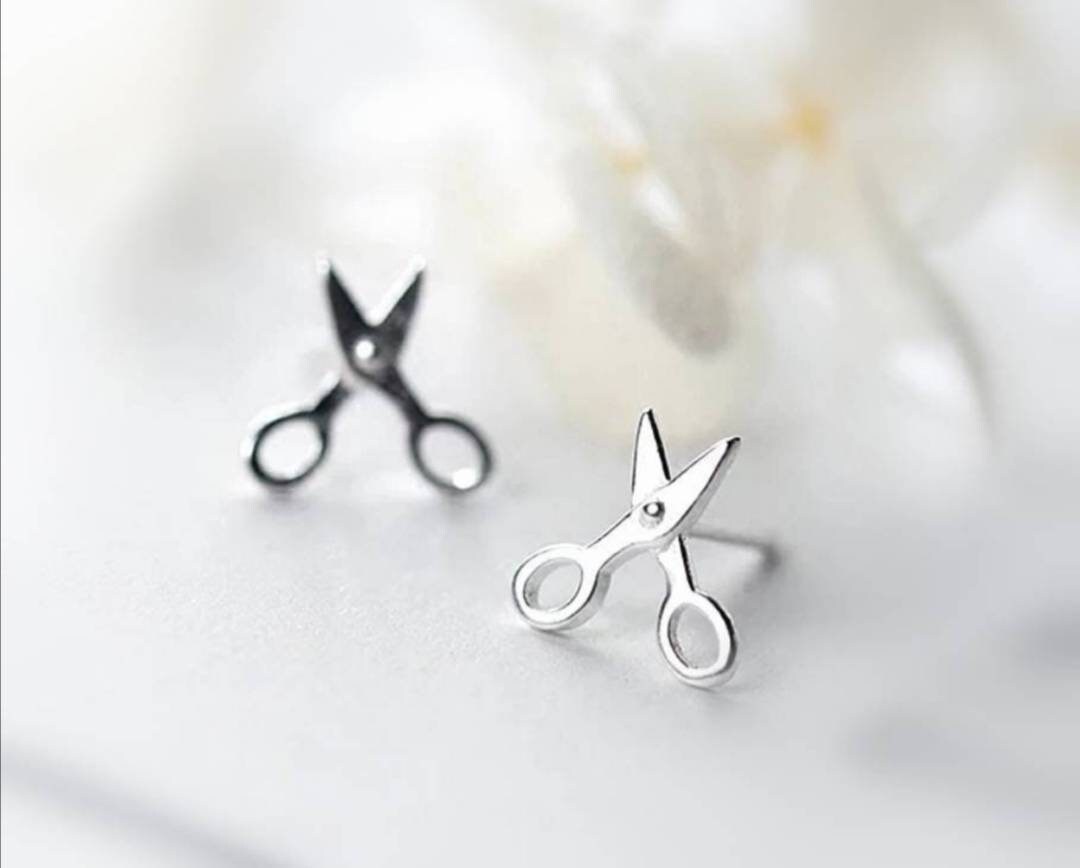 Sterling Silver Scissor Studs Scissors Earrings Scissors Etsy