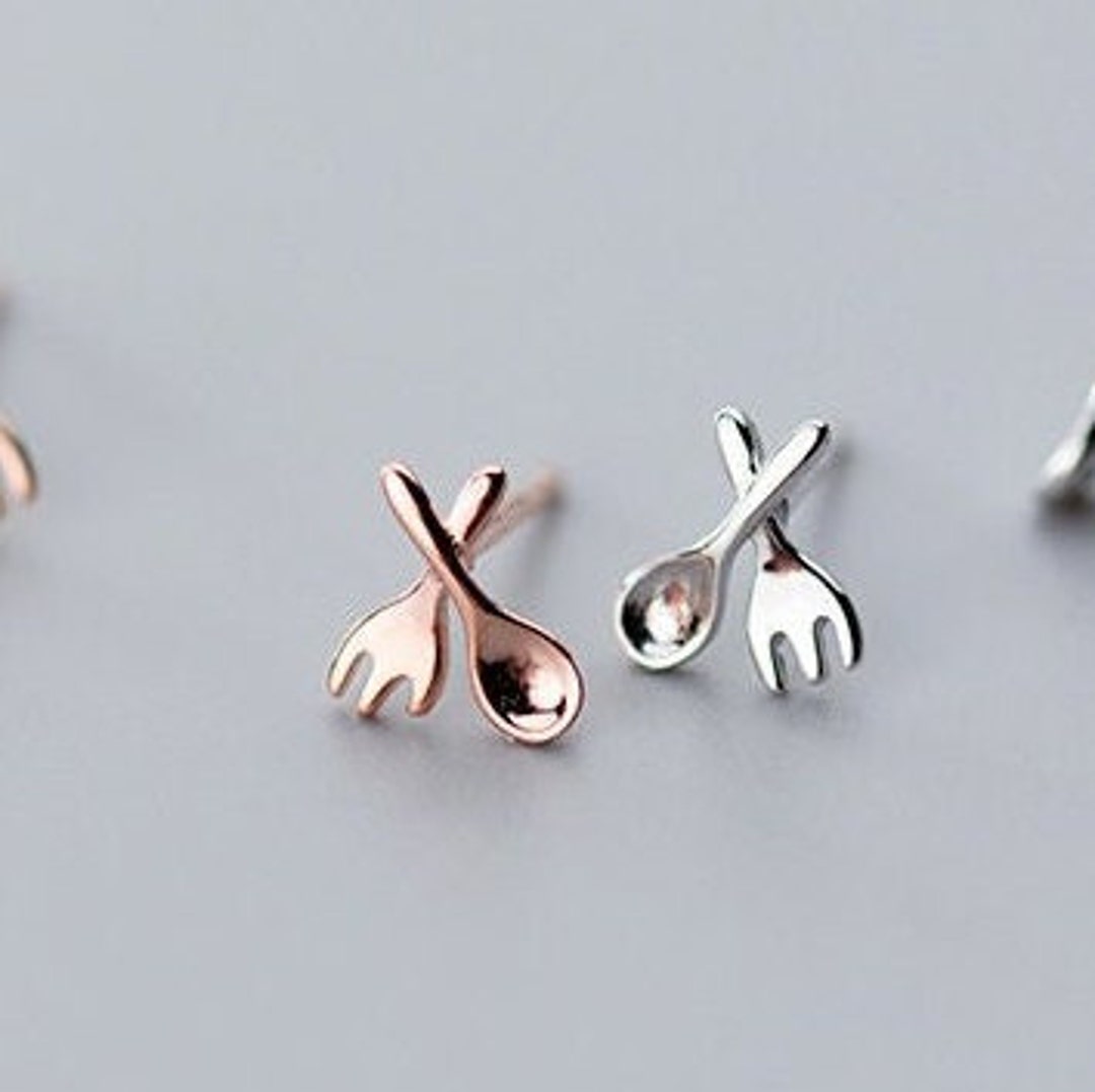 Sterling Silver Spoon and Fork Earrings Minimalist Jewelry Etsy