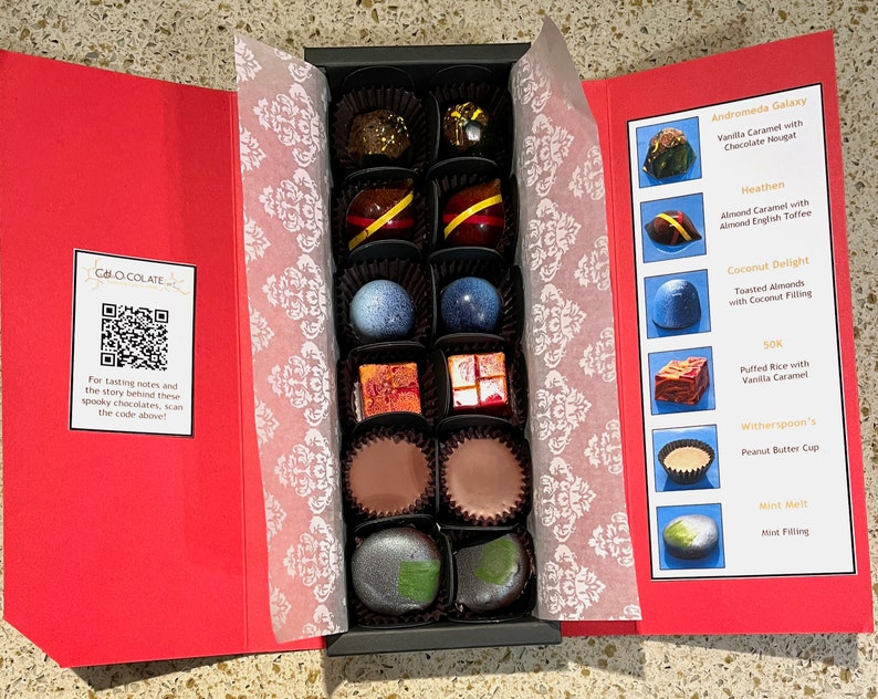 Classic American Candy Box Artisan Chocolates and Ganaches Gourmet Handmade Bonbons Medium Chocolate Box