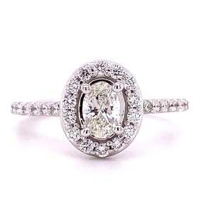14K White Gold Halo Oval Diamond Engagement Ring