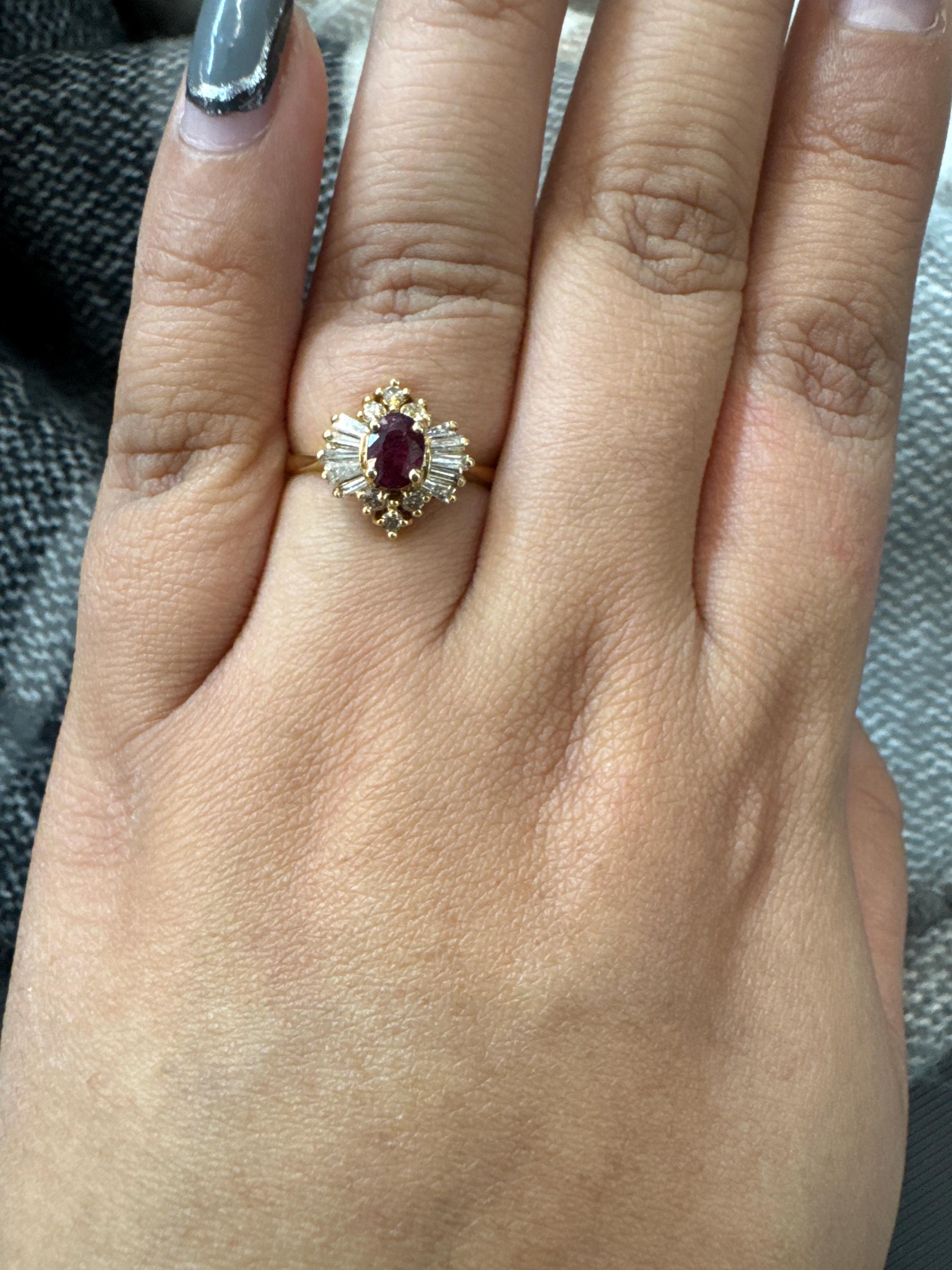 14K Yellow Gold Ruby and Diamond Ring - Etsy