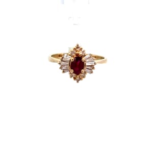 14K Yellow Gold Ruby and Diamond Ring