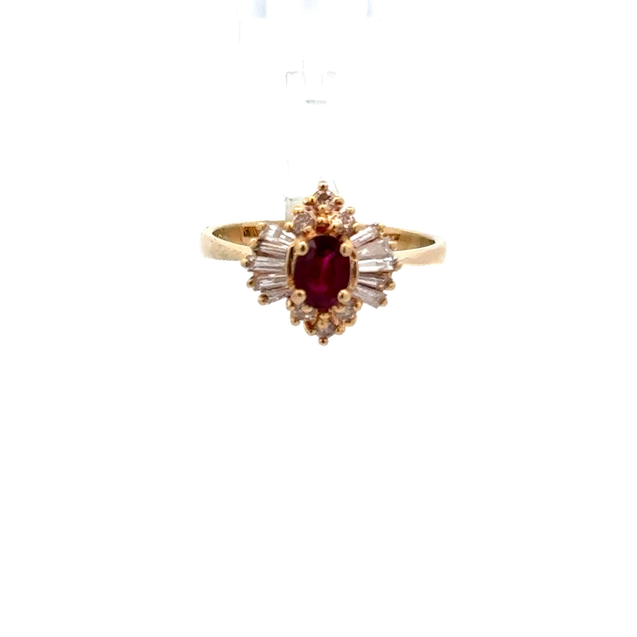 14K Yellow Gold Ruby and Diamond Ring - Etsy
