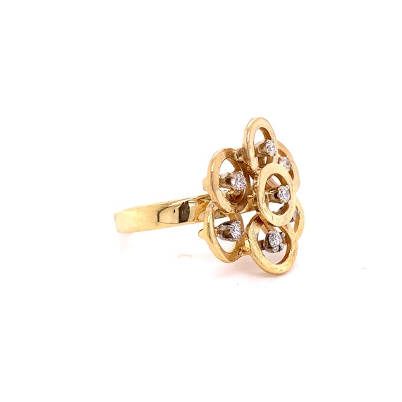 14K Yellow Gold Antique/Vintage Floral/Flower Dia… - image 4