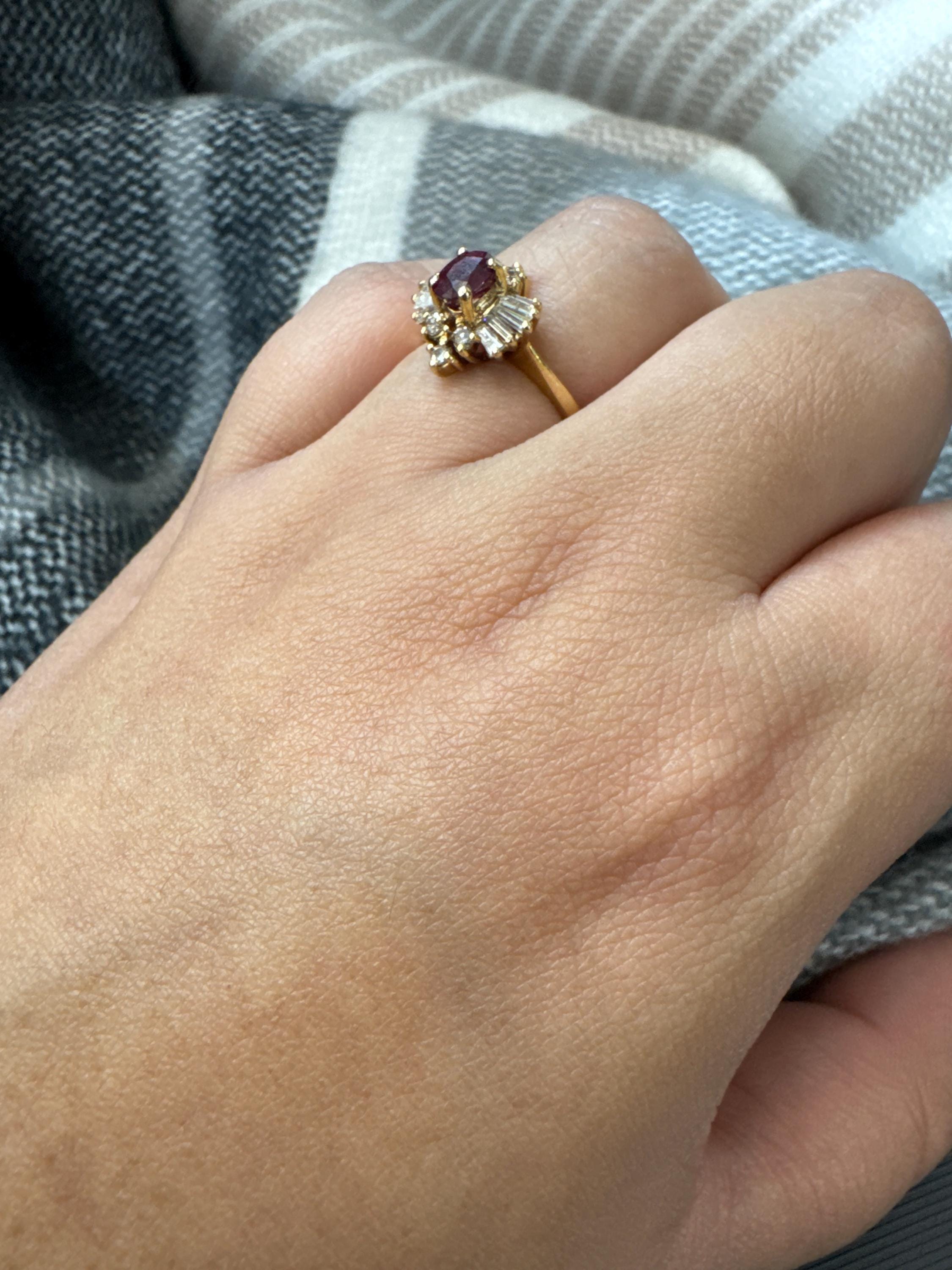 14K Yellow Gold Ruby and Diamond Ring - Etsy