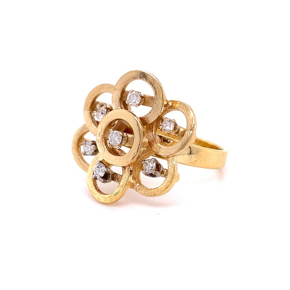 14K Yellow Gold Antique/Vintage Floral/Flower Dia… - image 1