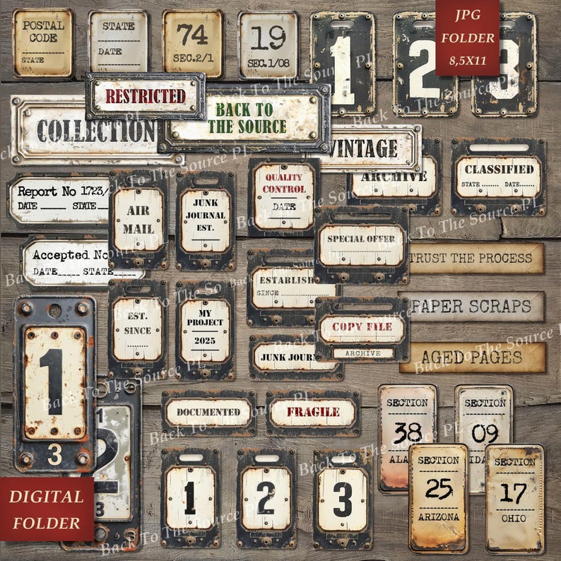 Random Labels and Tags, Printable Ephemera for Junk Journal, Vintage ...