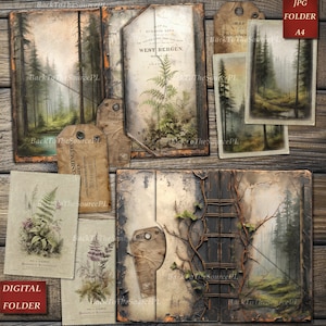Old Forest Junk Journal Kit Part 2, Vintage Ephemera, Gothic Papers, Scrapbooks, Old Insert, Collage Sheet, Digital, Instant Download,Nr 078