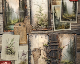 Old Forest Junk Journal Kit Part 2, Vintage Ephemera, Gothic Papers, Scrapbooks, Old Insert, Collage Sheet, Digital, Instant Download,Nr 078