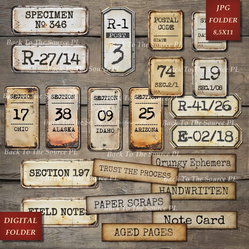 Random Labels and Tags, Printable Ephemera for Junk Journal, Vintage ...