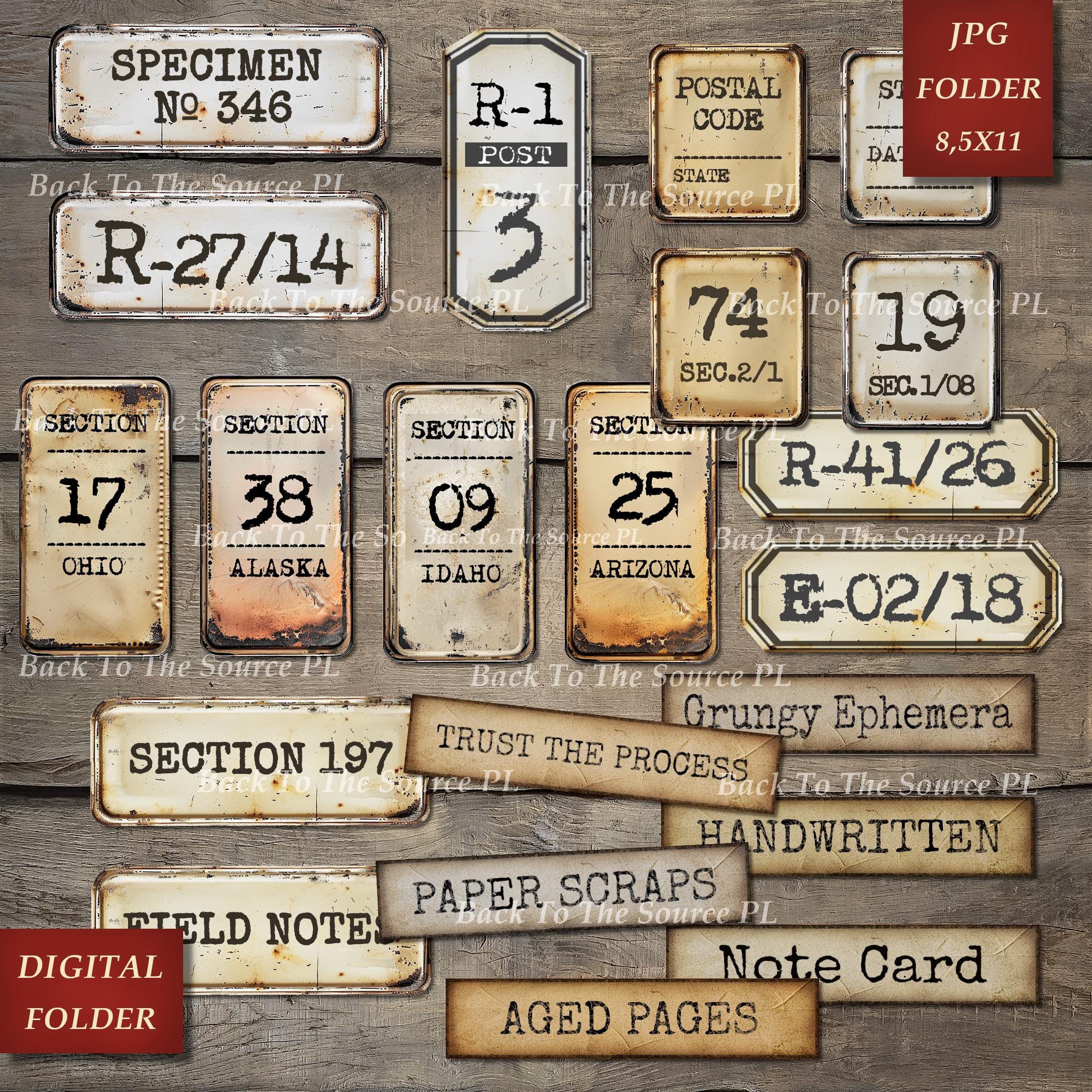 Random Length Panel Tag Random Labels and Tags, Printable Ephemera for Junk Journal, Vintage ...