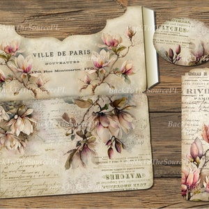 Magnolia Junk Journal Kit, Collage Sheets, Vintage Floral Insert, Printable Ephemera, Scrapbooks Supplies, Digital Folder, Nr. 047 image 3