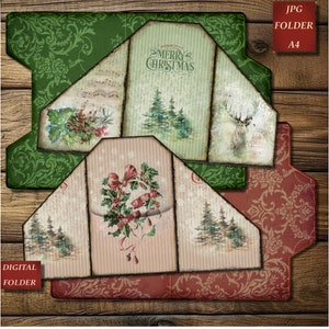 Cozy Christmas, Junk Journal Kit, Christmas Insert, Vintage Card, Ephemera Kit, Winter Collage Sheet, Printable Tags, Digital Folder