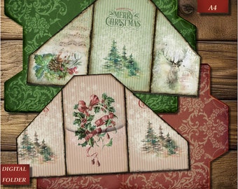 Cozy Christmas, Junk Journal Kit, Christmas Insert, Vintage Card, Ephemera Kit, Winter Collage Sheet, Printable Tags, Digital Folder