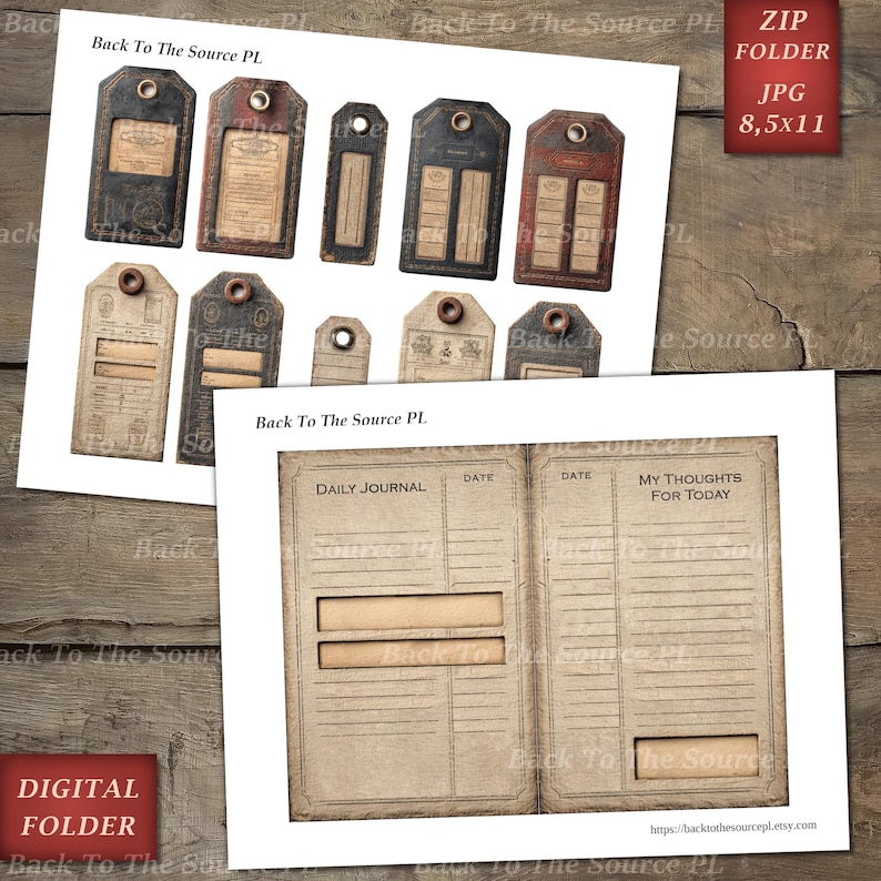 Junk Labels, Vintage Journal Page, Grunge Tags, Printable Ephemera, Junk Journal Supplies, Digital Folder