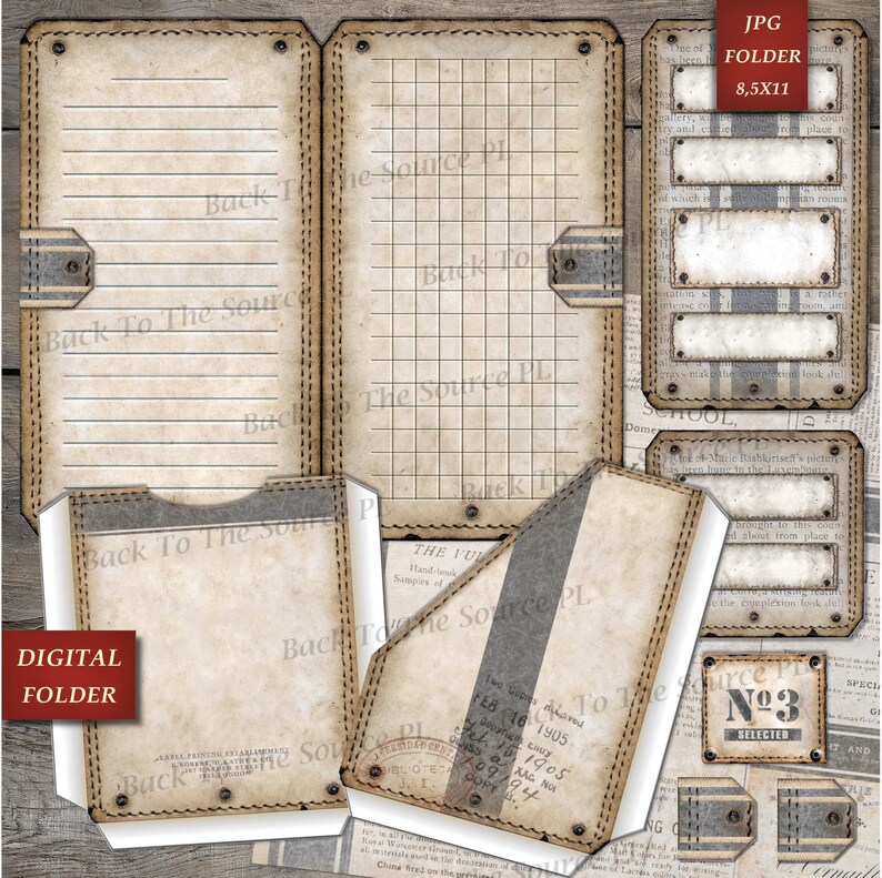 Labels Tags and Pockets for Junk Journal Kit, Printable Ephemera ...