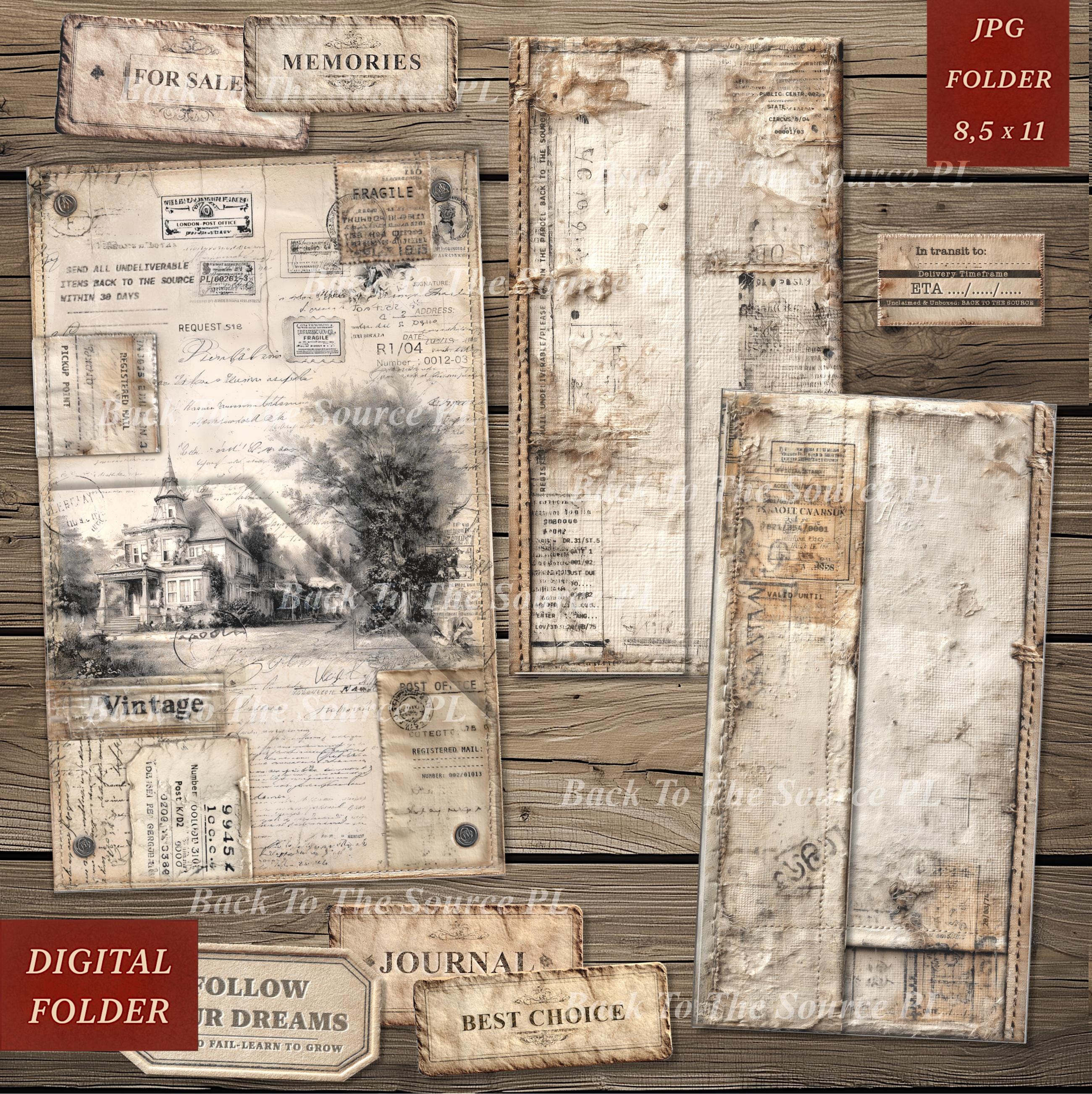 Junk Journal Kit, Vintage Tags, Grunge Labels, Printable Ephemera ...