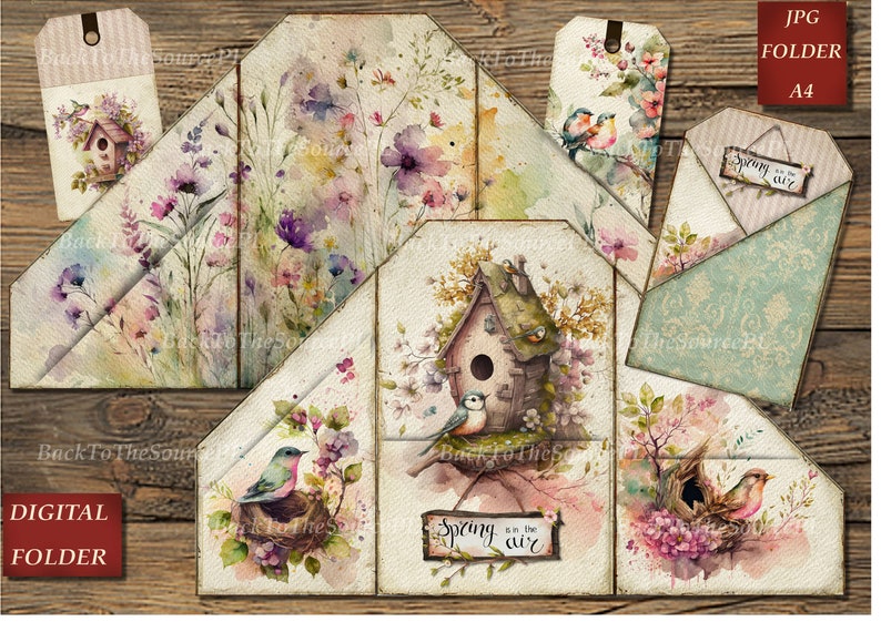 Spring Journal Kit Vintage Ephemera Spring Birdhouse Etsy UK