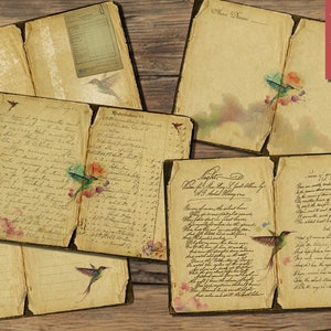 Watercolor Junk Journal Kit, Digital Edition, Ephemera Kits,  Diy Journal Blank Page, Handwritten Vintage Letters, Nr.005