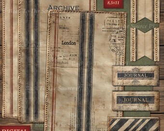 Printable Ephemera, Industrial Labels, Vintage Tags, Grunge Steampunk, Journal Supplies, Digital Folder No 115