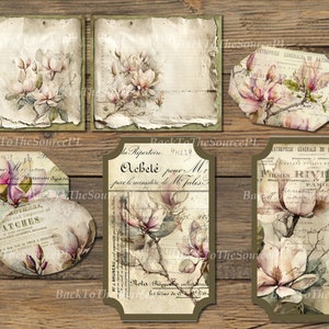 Magnolia Junk Journal Kit, Collage Sheets, Vintage Floral Insert, Printable Ephemera, Scrapbooks Supplies, Digital Folder, Nr. 047 image 8