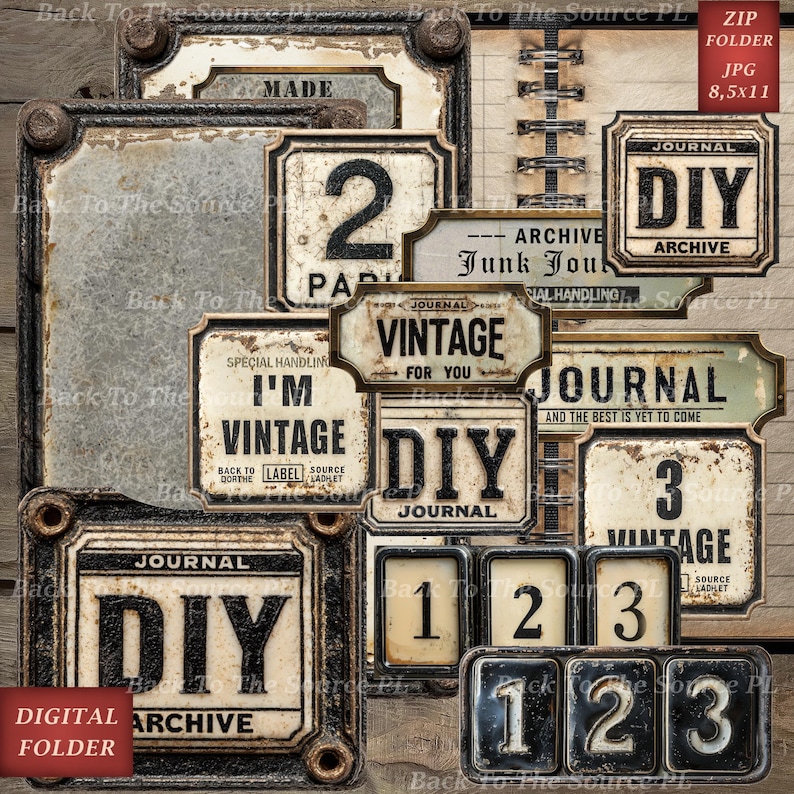 Junk Labels Industrial Tags, Vintage Printable Ephemera, Grungy Journal ...