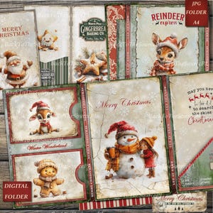 Christmas Junk Journal Kit, Cozy Christmas, Printable Ephemera, Christmas Tags, Winter Journal, Vintage Digital Paper, Santa Pages, Nr085