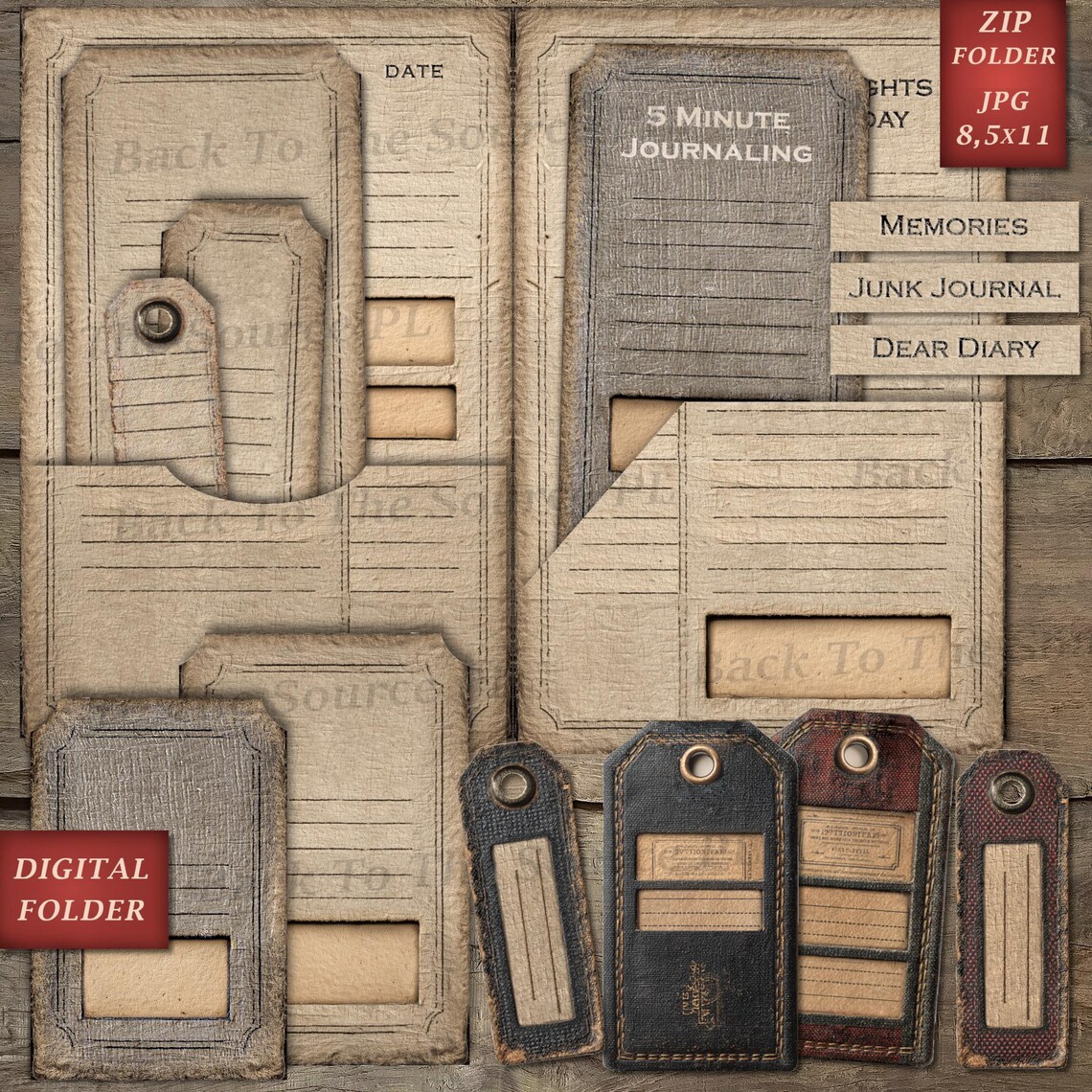 Junk Labels, Vintage Journal Page, Grunge Tags, Printable Ephemera ...