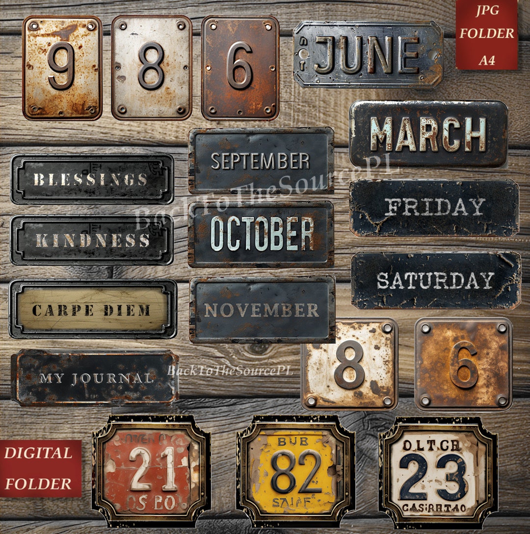 Vintage Tags and Labels, Distressed Numbers, Grungy Ephemera for Junk ...