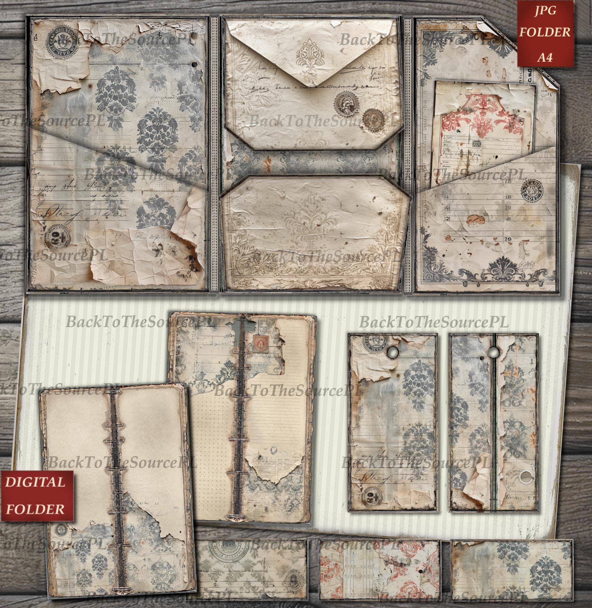 Junk Journal Kit, Vintage Papers, Printable Ephemera, Insert, Collage ...