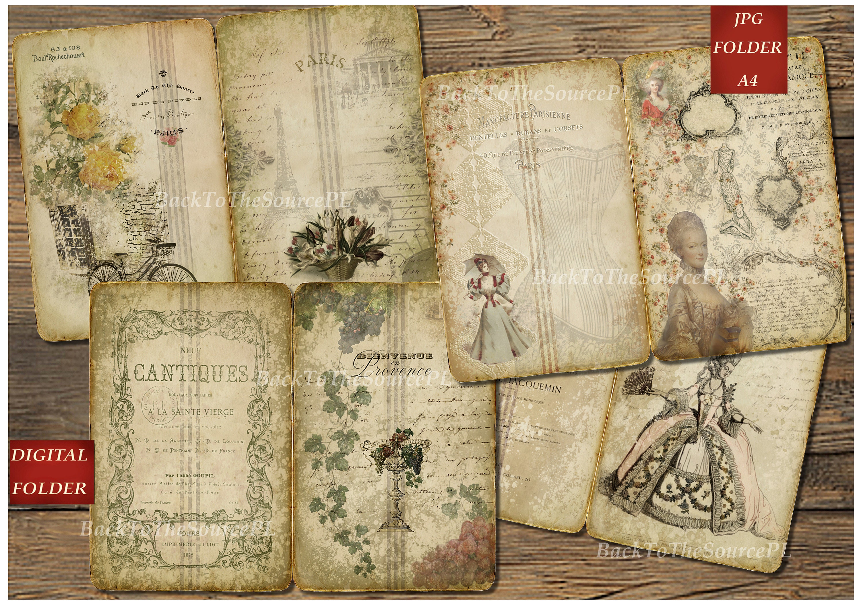 Paris Junk Journal Kit, French Vintage Paper, Journal Supplies ...